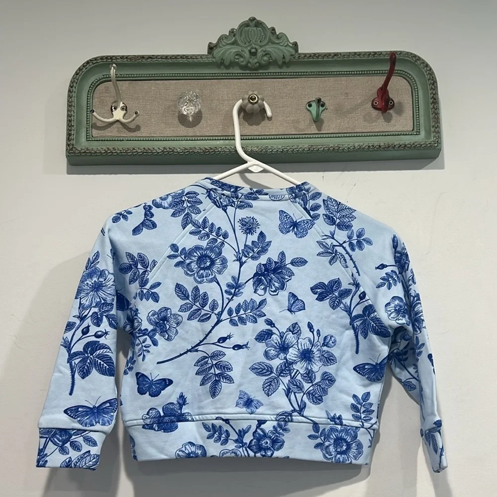 Terez Blue fina china Floral Sweatshirt size 6 new with tags girls pullover top